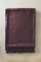 SERVIETTE DE BAIN PARÉO PLAGE LIN RAYURES FRANGES