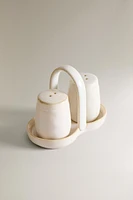 STONEWARE SALT AND PEPPER SHAKERS