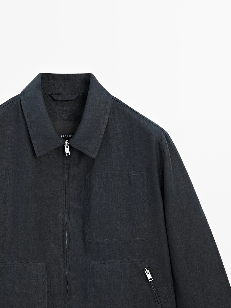 100% linen zip-up jacket
