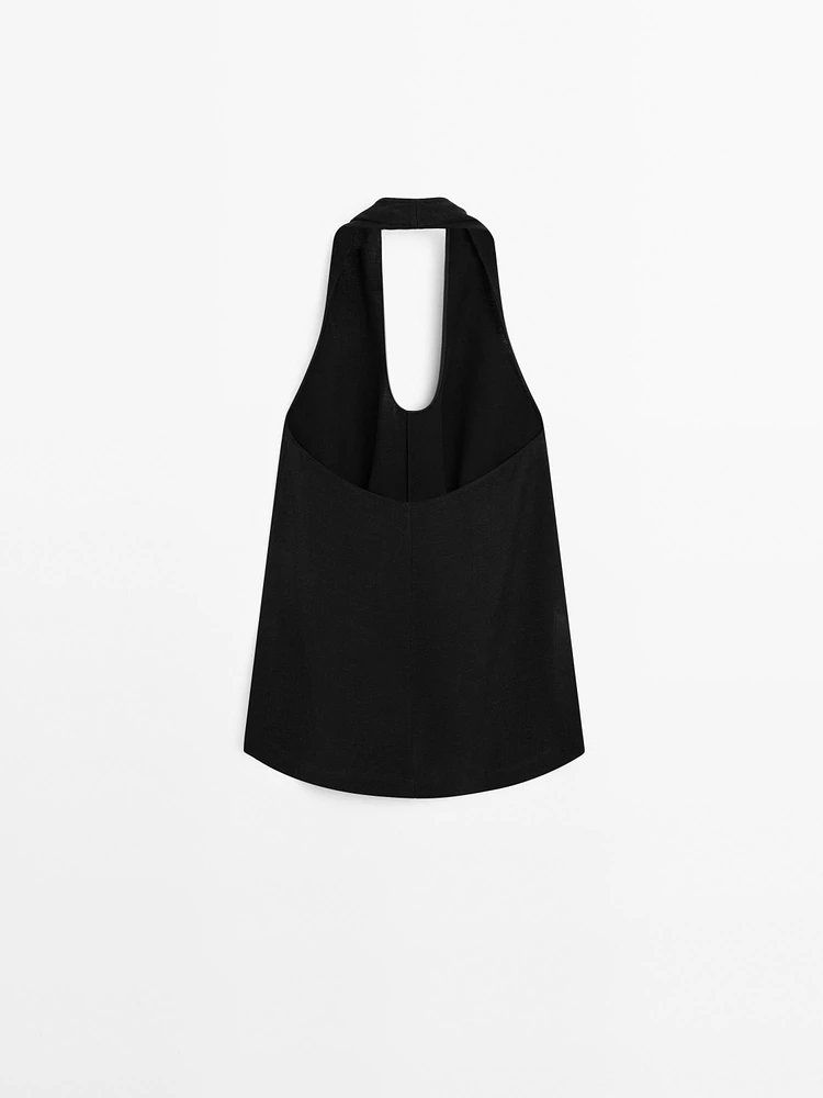 Open back halter top