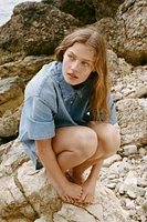TRF CROP DENIM SHIRT