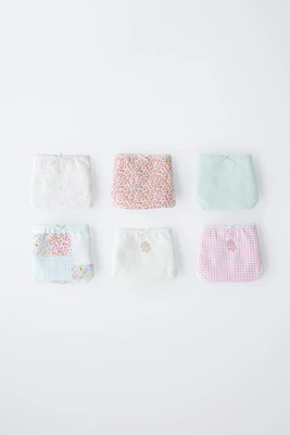 6- ANS/ LOT DE SIX CULOTTES PATCHWORK ET FLEURS RIB