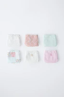 6- ANS/ LOT DE SIX CULOTTES PATCHWORK ET FLEURS RIB
