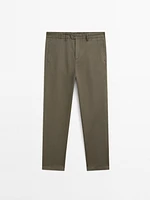 Cotton and linen tapered fit trousers