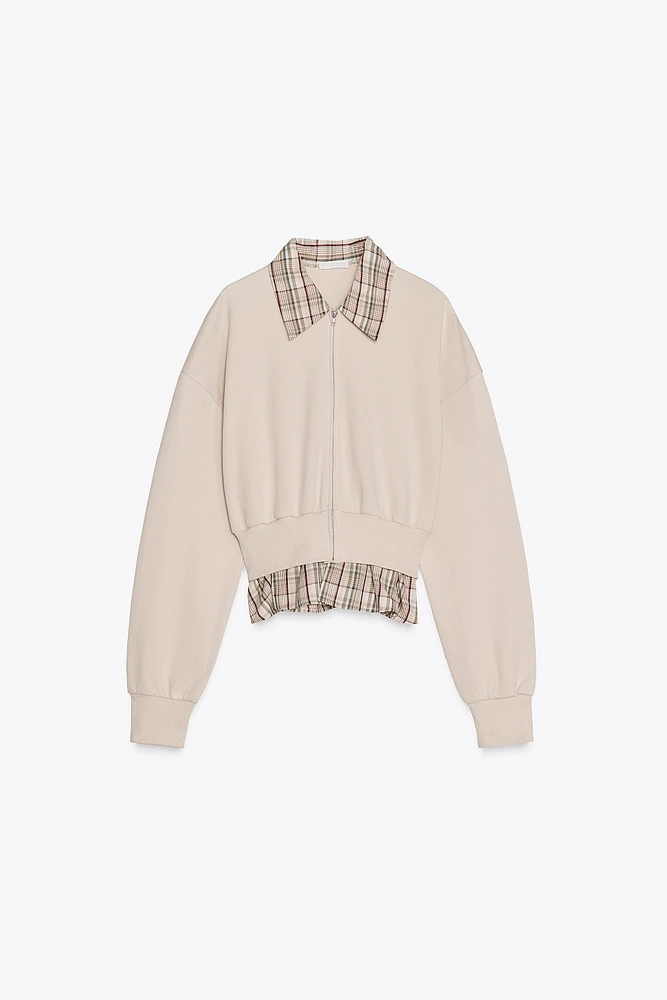 CONTRASTING POPLIN SWEATSHIRT