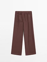 Pantalon droit avec poches 100 % lin