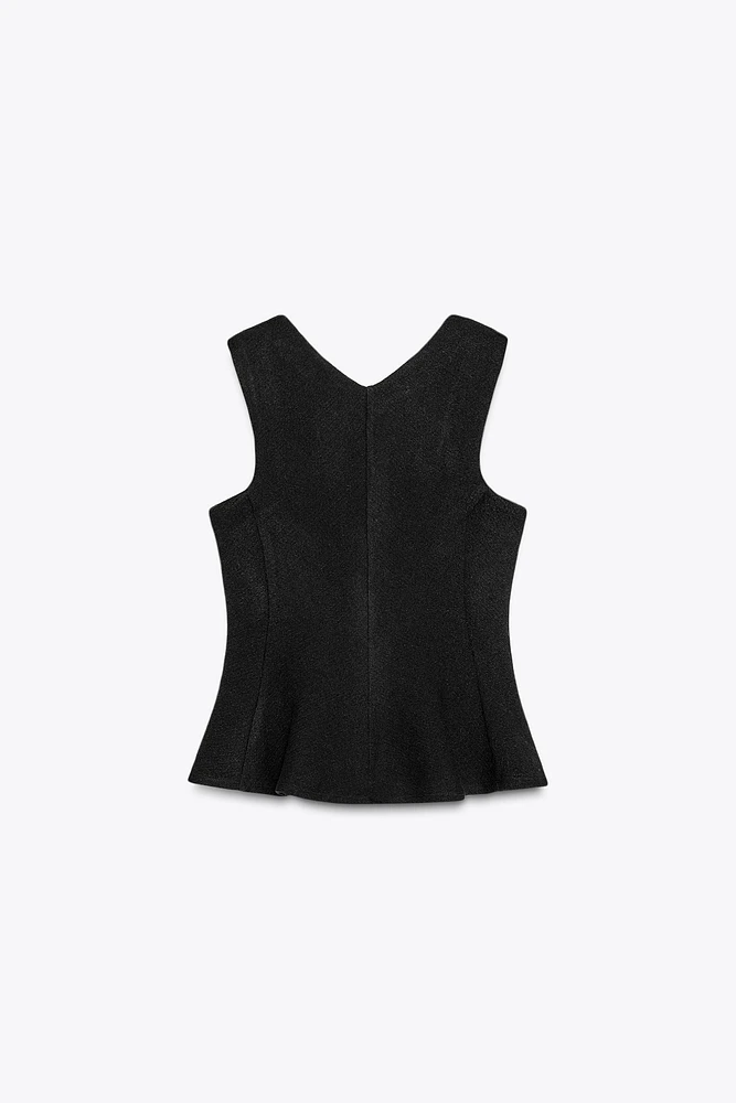 TEXTURED PEPLUM TOP