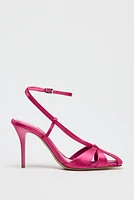 SATIN EFFECT HEELED SANDALS