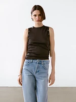 Cropped T-shirt with eyelets