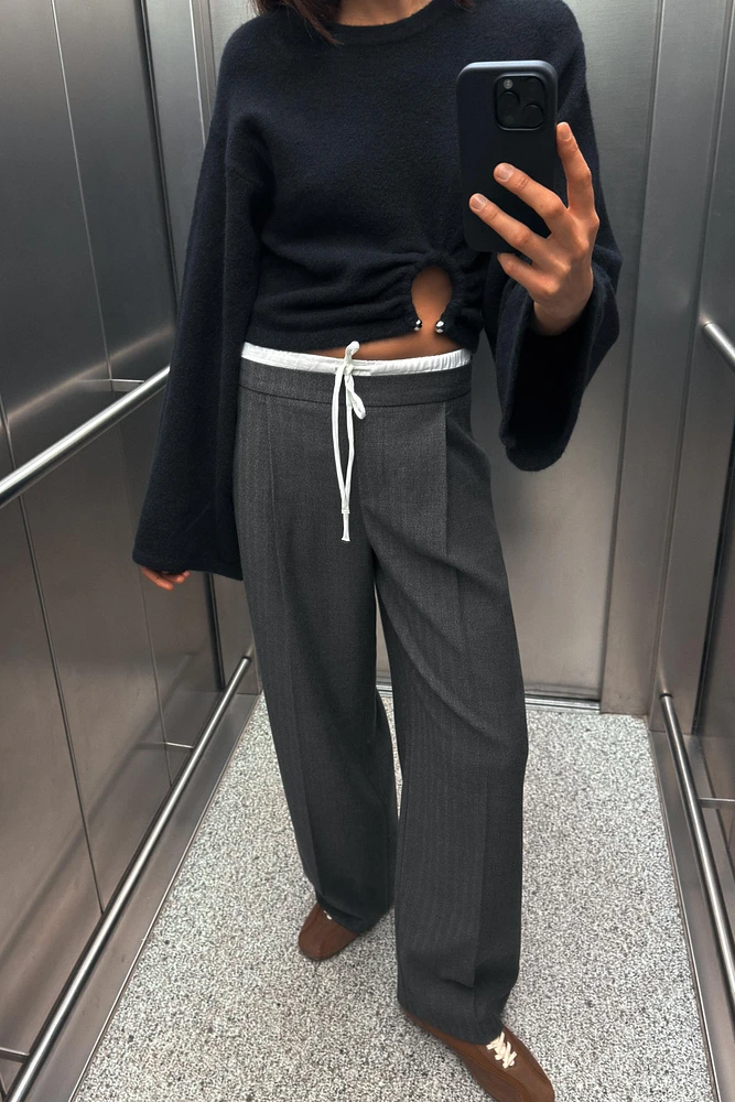 DOUBLE WAIST WIDE LEG PANTS