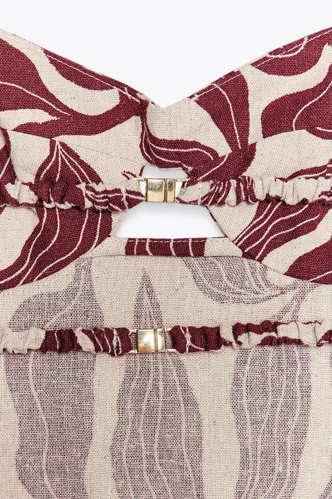 ROBE MIDI RUSTIQUE IMPRIMÉE AVEC LIN
