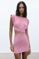 CUT OUT SHOULDER PAD DRESS