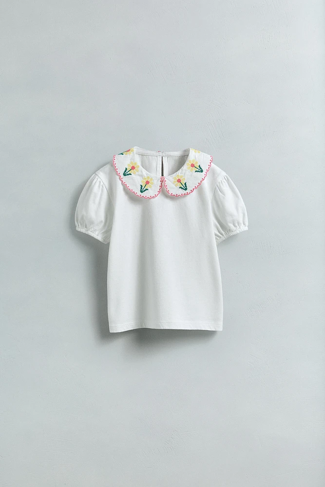 T-SHIRT COL CLAUDINE BRODÉ