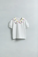 T-SHIRT COL CLAUDINE BRODÉ