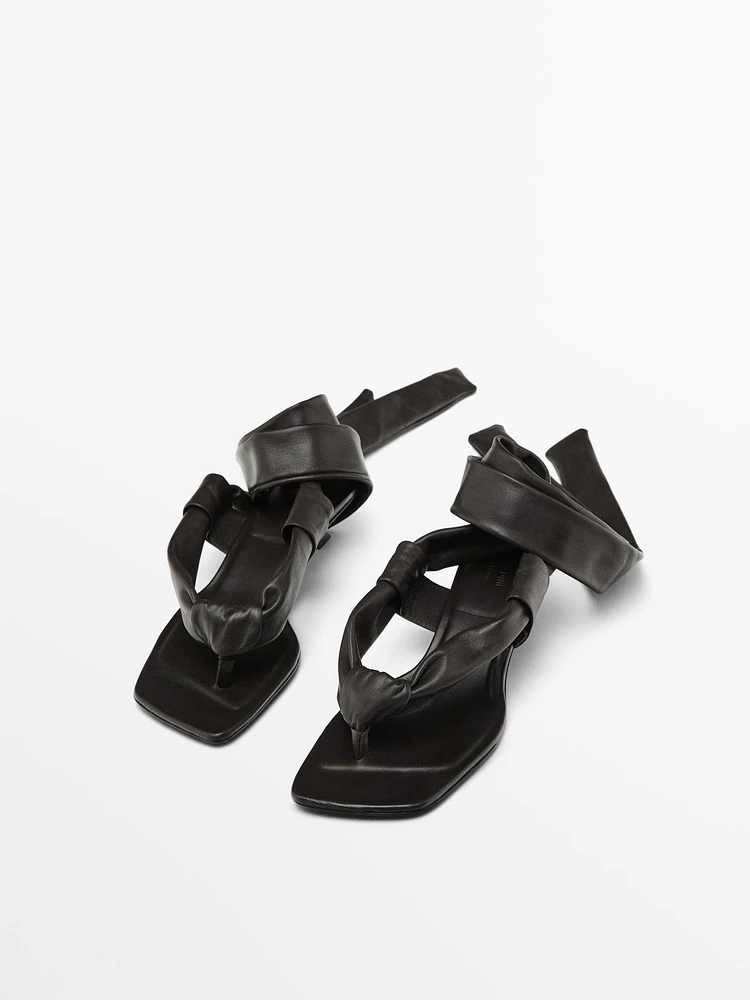 Sandales à talon avec nœud en cuir - Limited Edition