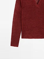 Pull en maille 100 % lin à col polo