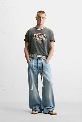 WASHED T-SHIRT WITH CONTRAST PRINT