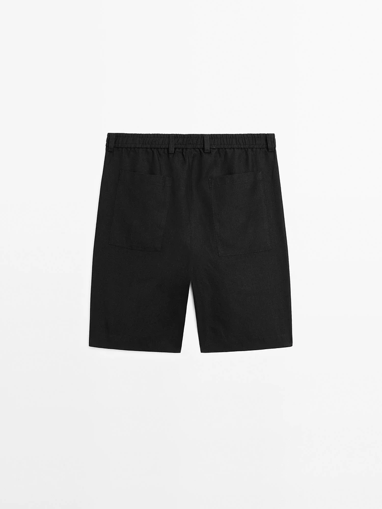 Lightweight 100% linen Bermuda shorts