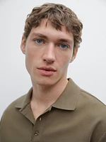 Knit cotton polo sweater