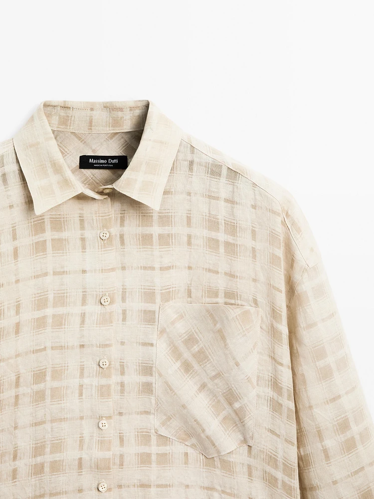 Flowing linen blend check shirt