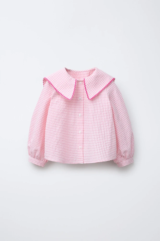 PETER PAN COLLAR GINGHAM SHIRT