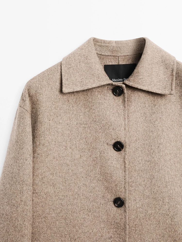 Short wool blend coat with buttons
