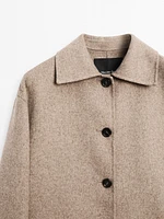 Short wool blend coat with buttons