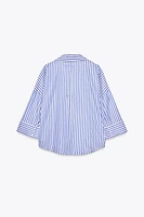 STRIPED SHIRT WITH WIDE METALLIC THREAD SLEEVES