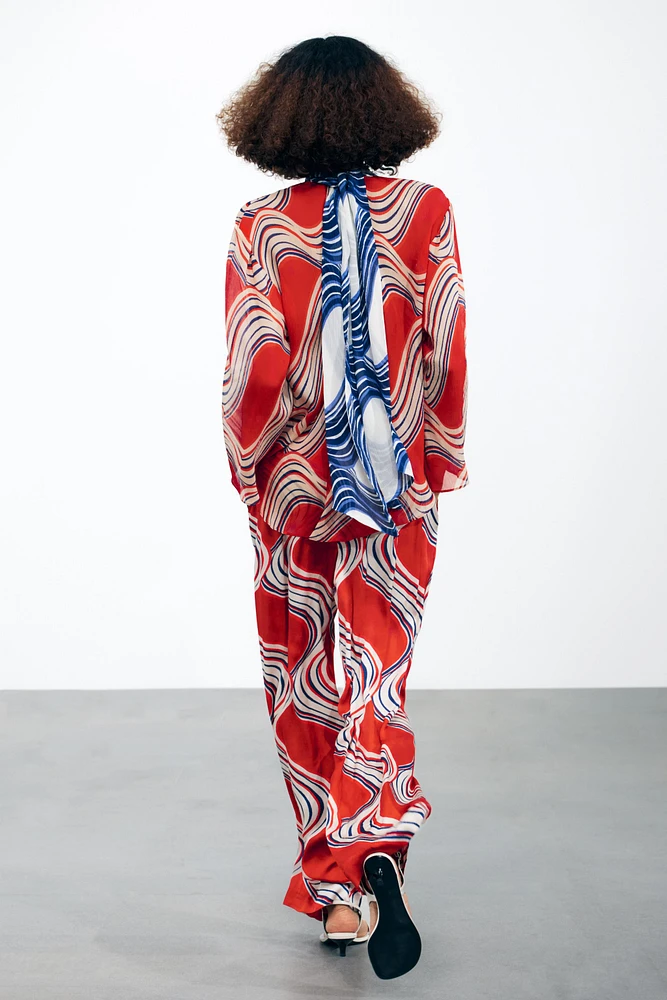 ZW COLLECTION PRINTED BOW SHIRT