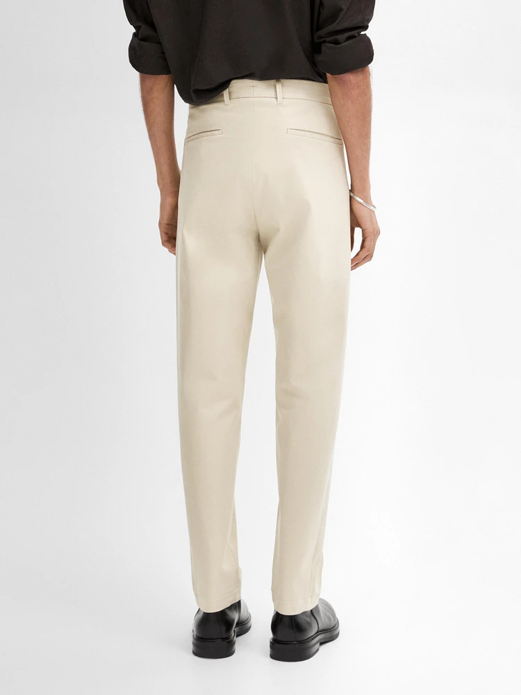 Cotton blend relaxed fit trousers