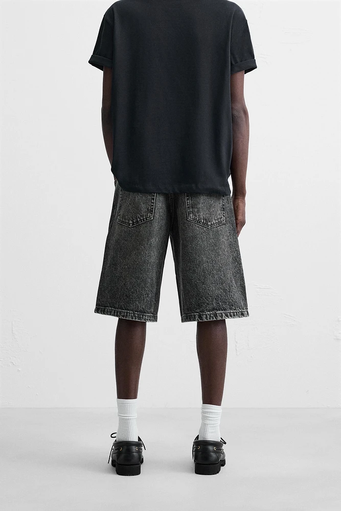 WASHED BAGGY FIT DENIM SHORTS