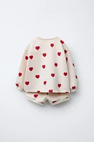 HEART PRINT SWEATSHIRT AND BERMUDA SET