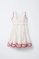 WATERMELON EMBROIDERED DRESS