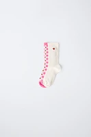 LOT DE DEUX PAIRES CHAUSSETTES VICHY FRAISE