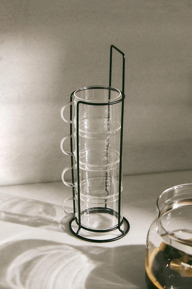 BOROSILICATE GLASS CUP TOWER (SET OF 4)