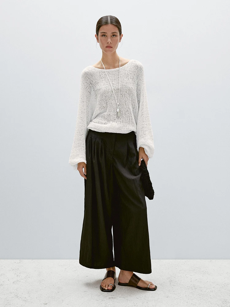 Pantalon palazzo fluide à pinces