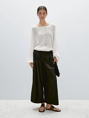 Pantalon palazzo fluide à pinces