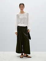 Pantalon palazzo fluide à pinces