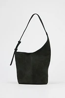 ASYMMETRIC SOFT SUEDE MINI BUCKET BAG