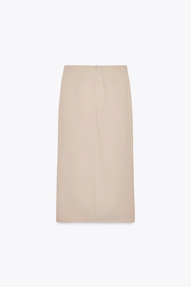 MIDI SKIRT WITH SIDE RUCHING
