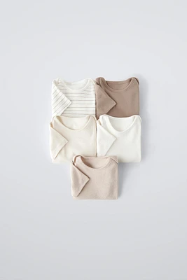 FIVE-PACK OF TOAST COLORED BODYSUITS