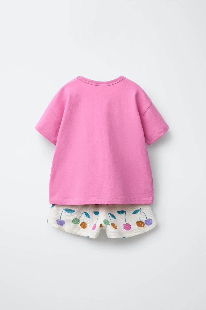 ENSEMBLE T-SHIRT UNI ET BERMUDA WAFFLE