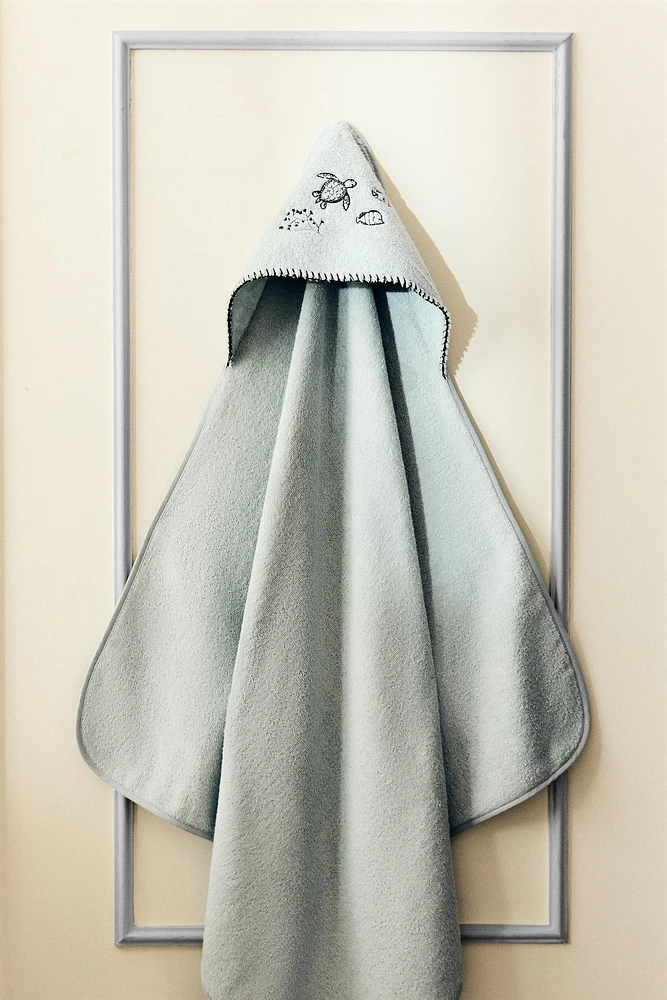 SERVIETTE DE BAIN CAPUCHE BÉBÉ TROPICAL SEA