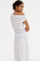 RUCHED ASYMMETRIC T-SHIRT