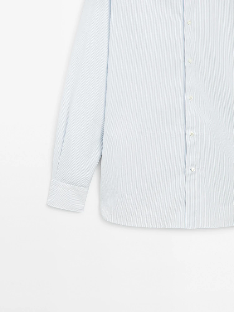 Chemise slim micro-rayures 100 % coton