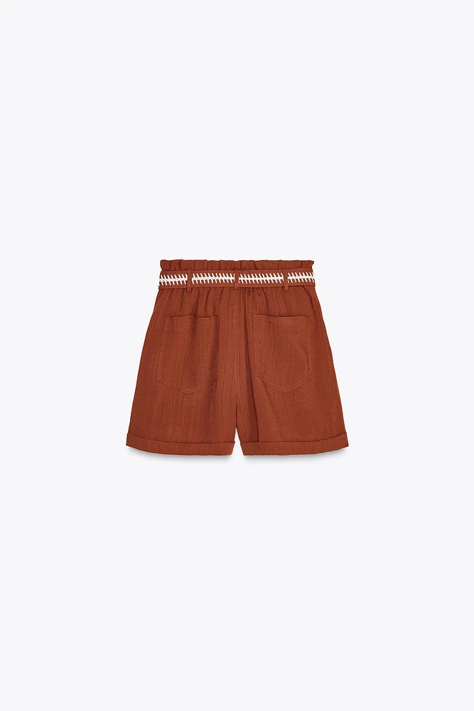 EMBROIDERED BELT SHORTS
