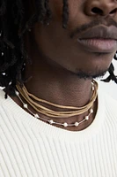 FAUX LEATHER COMBINATION NECKLACE