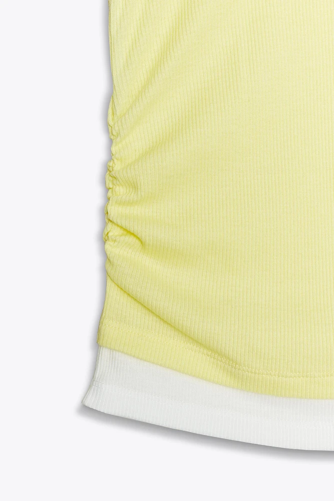 DOUBLE RIB RUCHED T-SHIRT