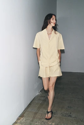 TOPSTITCHED POPLIN SHIRT