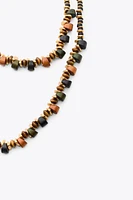 TWO-PACK OF WOODEN PIECE NECKLACES